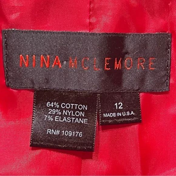 NINA MCLEMORE Red Open‎ Front Jacket Blazer Coat Sz 12 Office Work